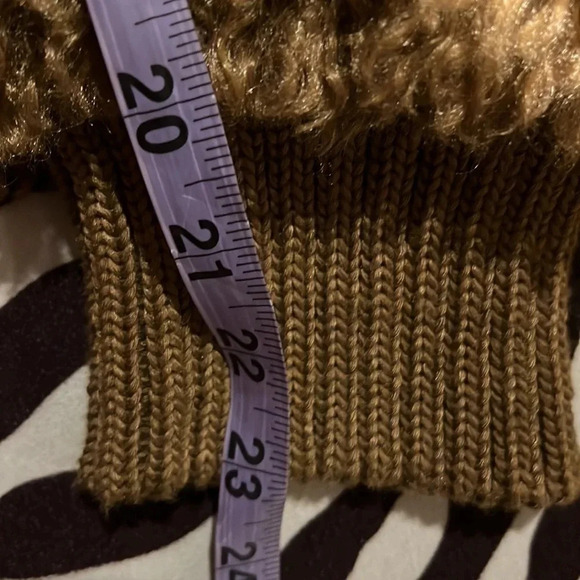 Zara tan fuzzy Sherpa bumper jacket Sz  XS - Picture 13 of 16